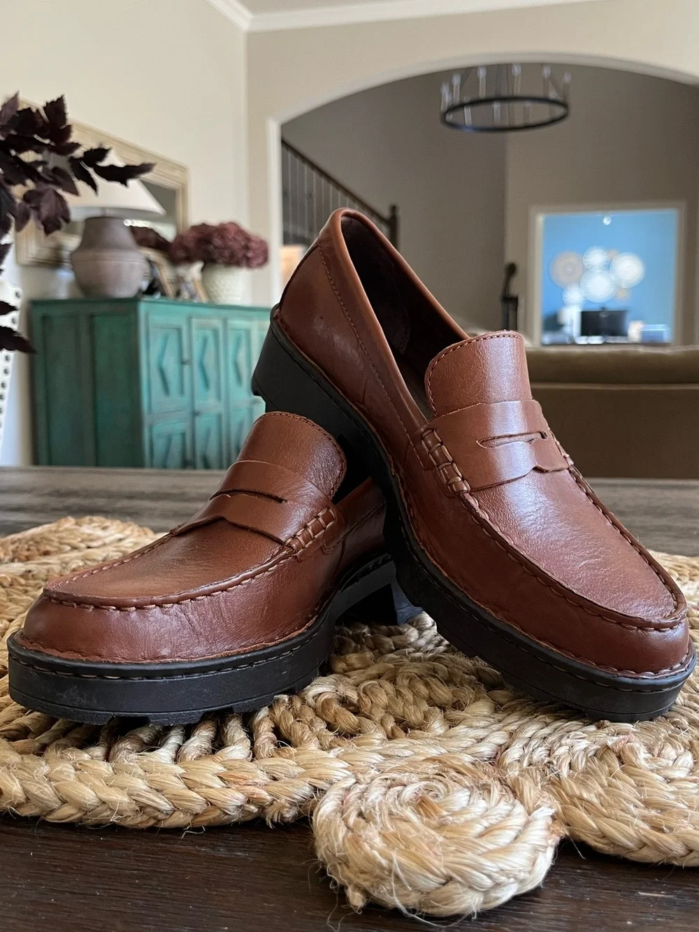 Born SZ 7.5 Carrera Brown Leather Lug Sole Loafer Penny Loafer Women’s | Worn 1x